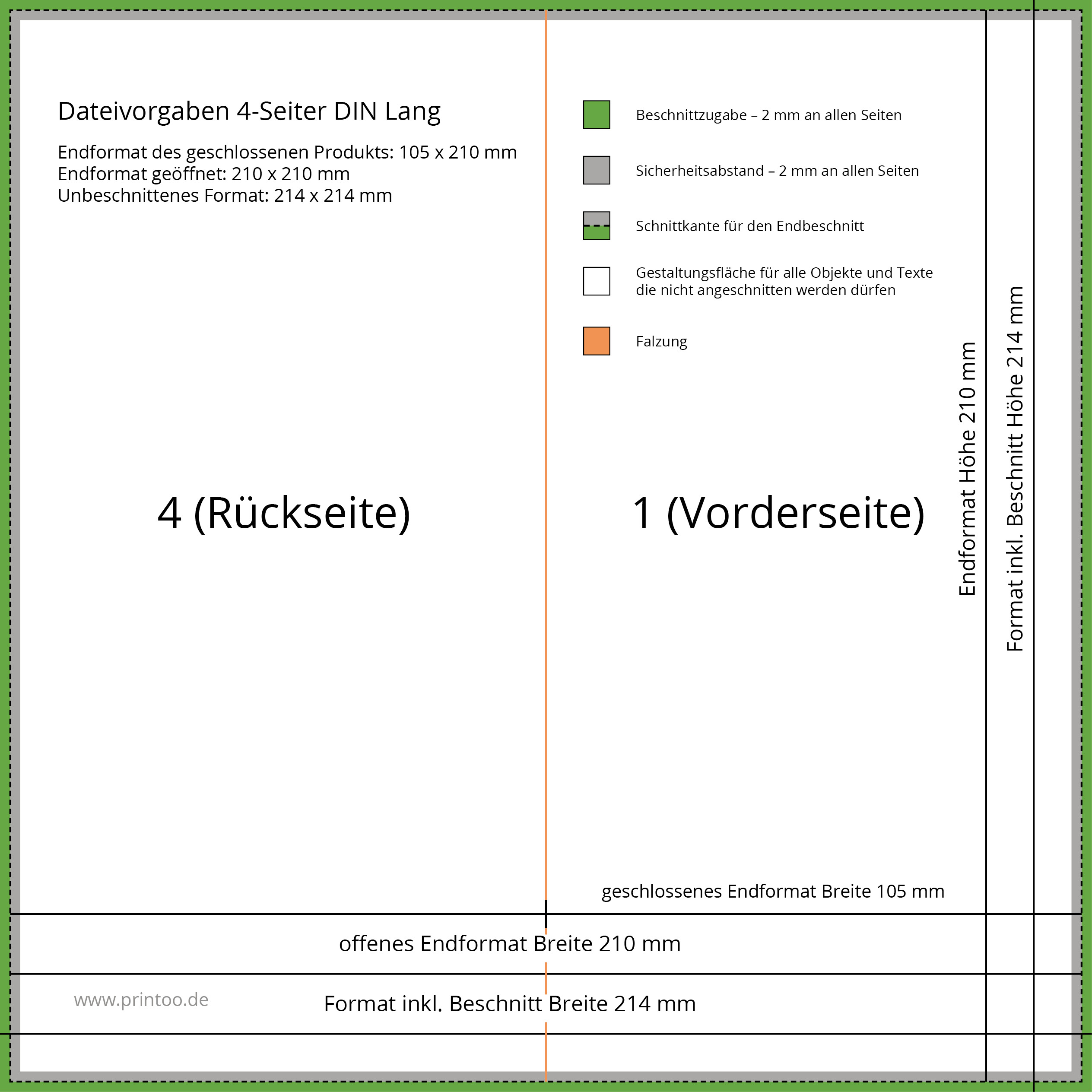 Bestelloptionen Flyer Din Lang 4 Seitig Hoch