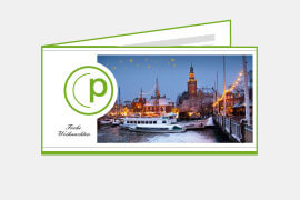 P014 Weihnachtskarten, DIN-lang, 4-seitig, quer